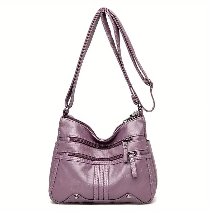 Fashionable Studded PU Leather Crossbody Bag with Multi Pockets for Women