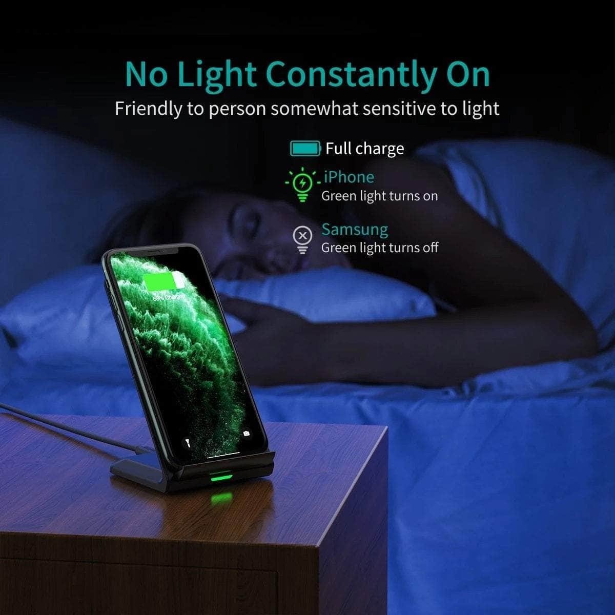 Fast Wireless Charging Stand 10W Qi-Certified T524S 2-Pack