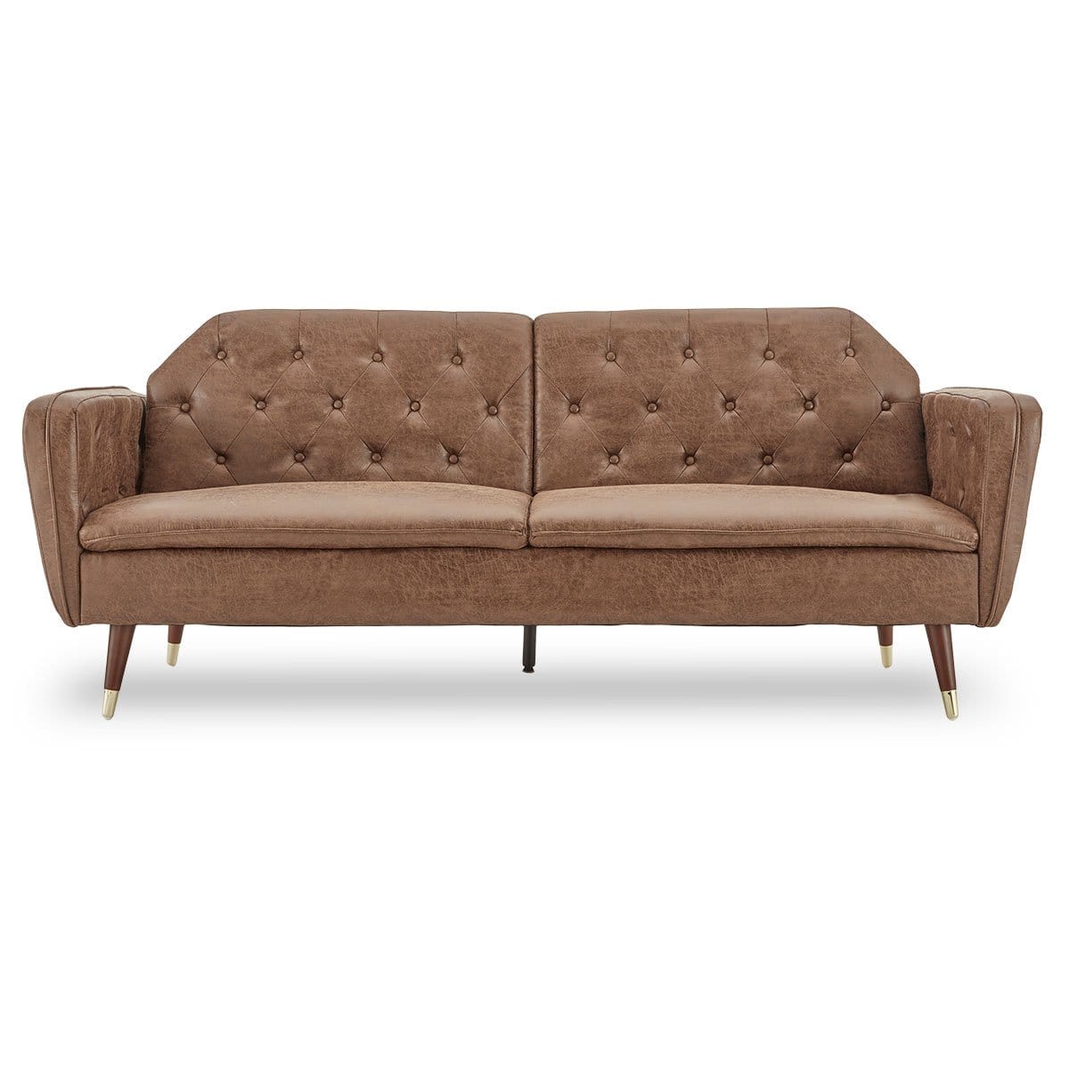 Faux Velvet Tufted Sofa Bed Couch Futon - Brown on Afterpay | ZipPay | LayBuy | Klarna