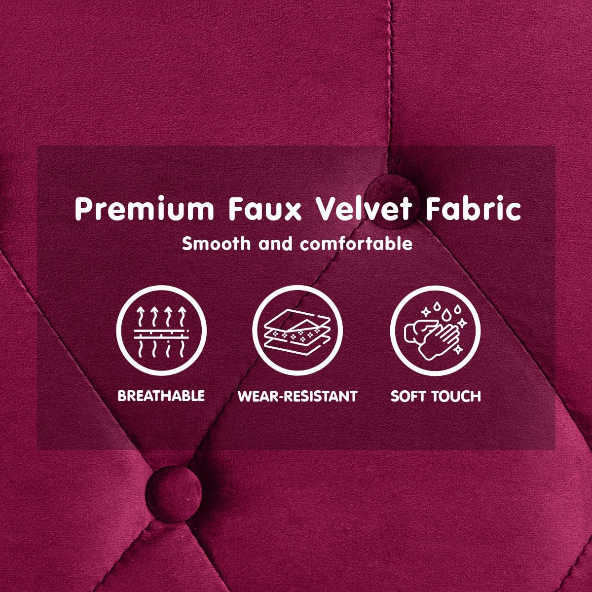 Faux Velvet Tufted Sofa Bed Couch Futon - Burgundy