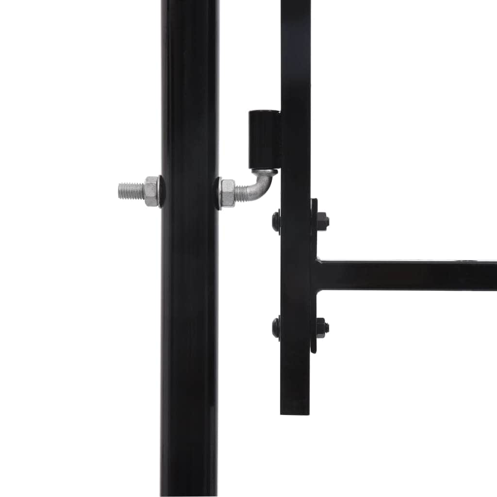 Fence Gate Double Door with Spike Top Steel Black | Black colour