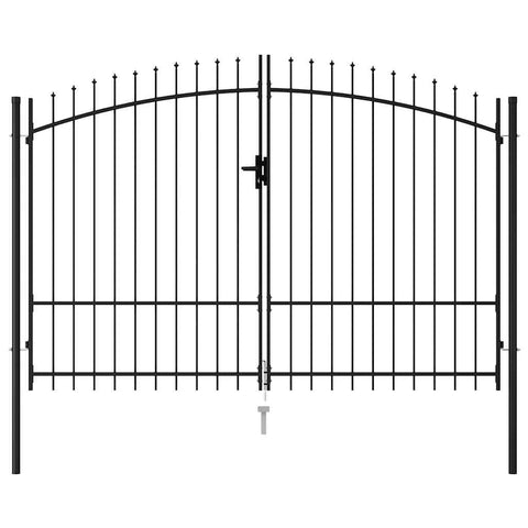 Fence Gate Double Door with Spike Top Steel 'Black