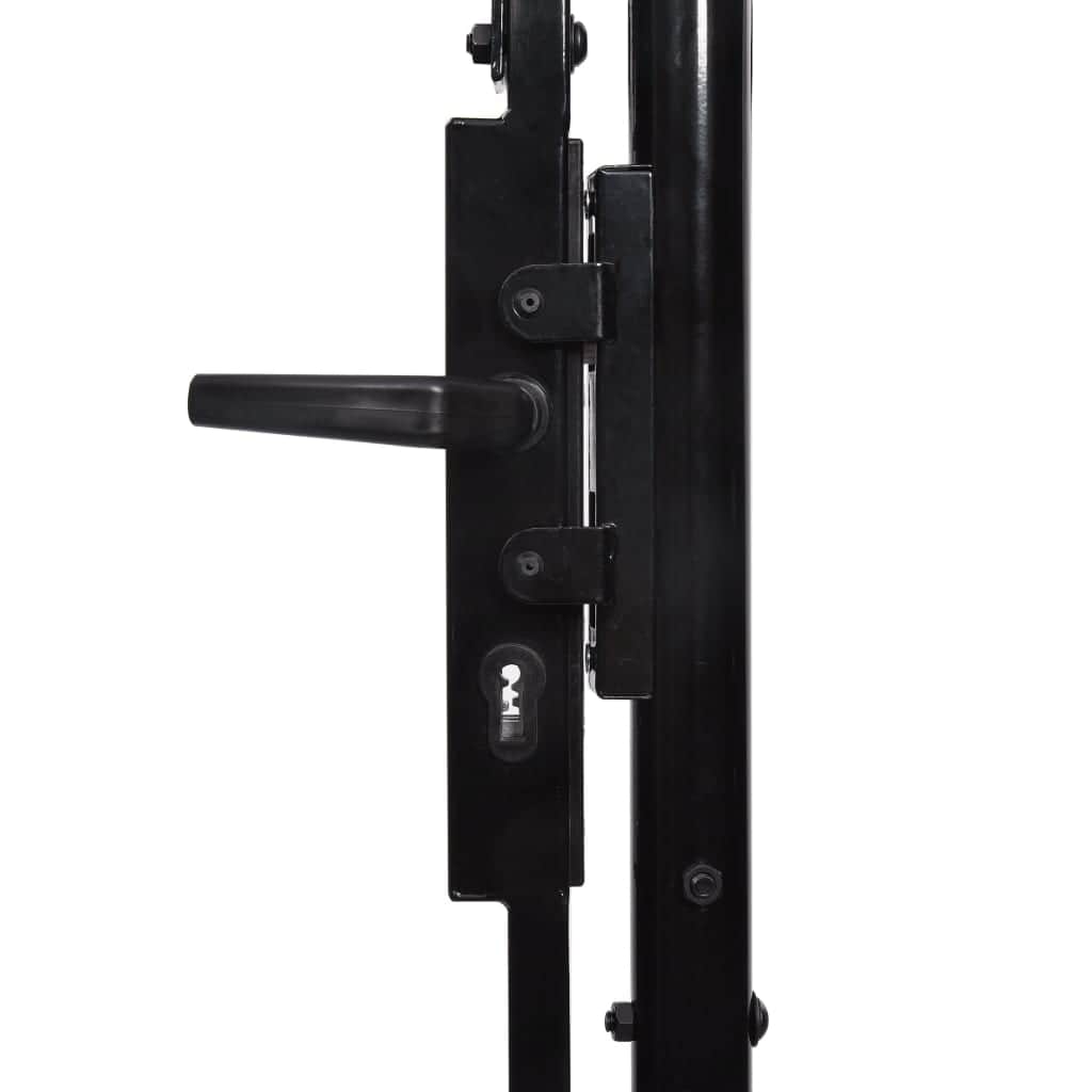 Fence Gate Double Door with Spike Top Steel Black