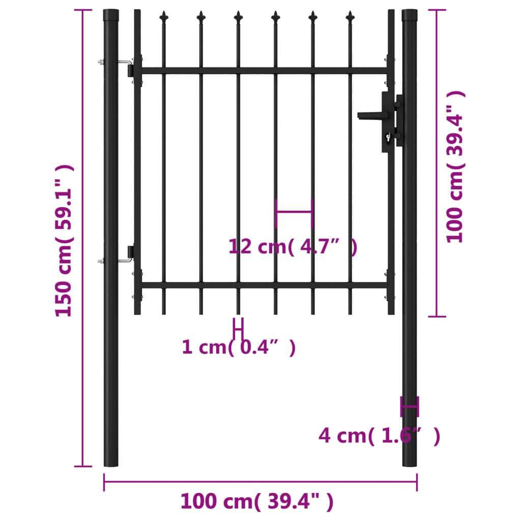 Fence Gate Single Door Black