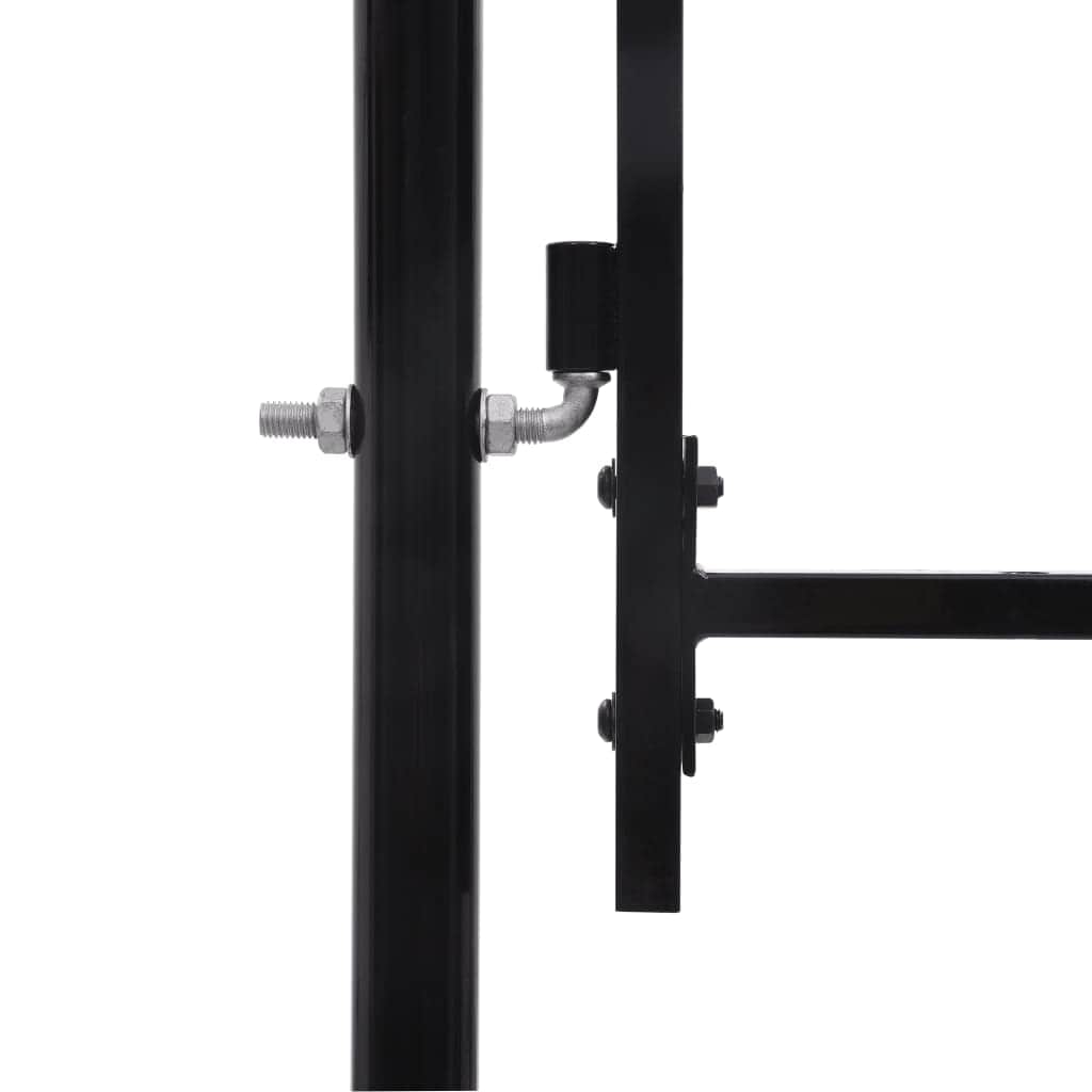 Fence Gate Single Door with Arched Top Steel Black