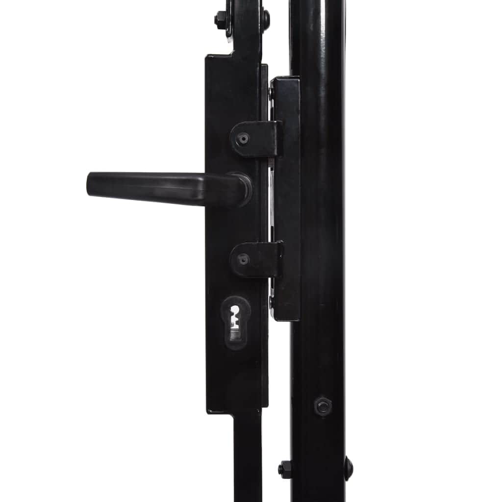 Fence Gate Single Door with Arched Top Steel Black