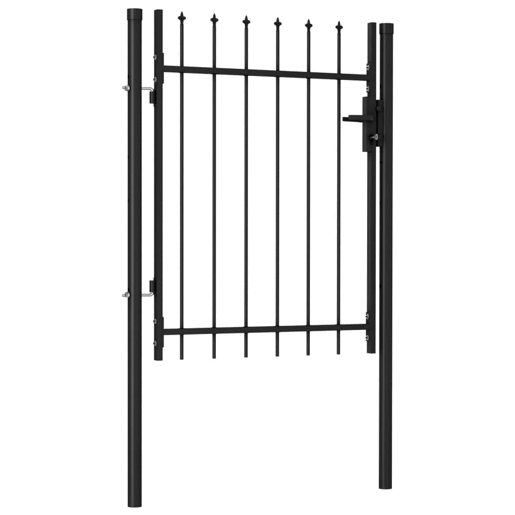 Fence Gate Single Door with Spike Top Steel (Black)