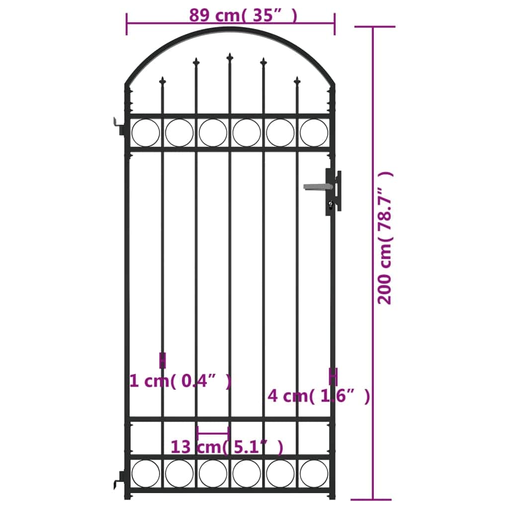 Fence Gate with Arched (Black)