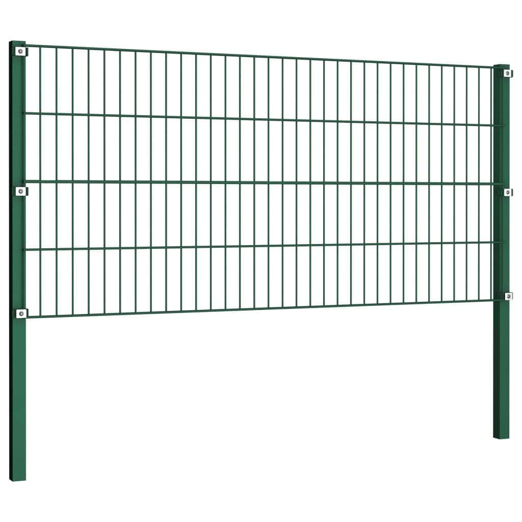 Fence Panel with Posts Iron 1.7 m Green