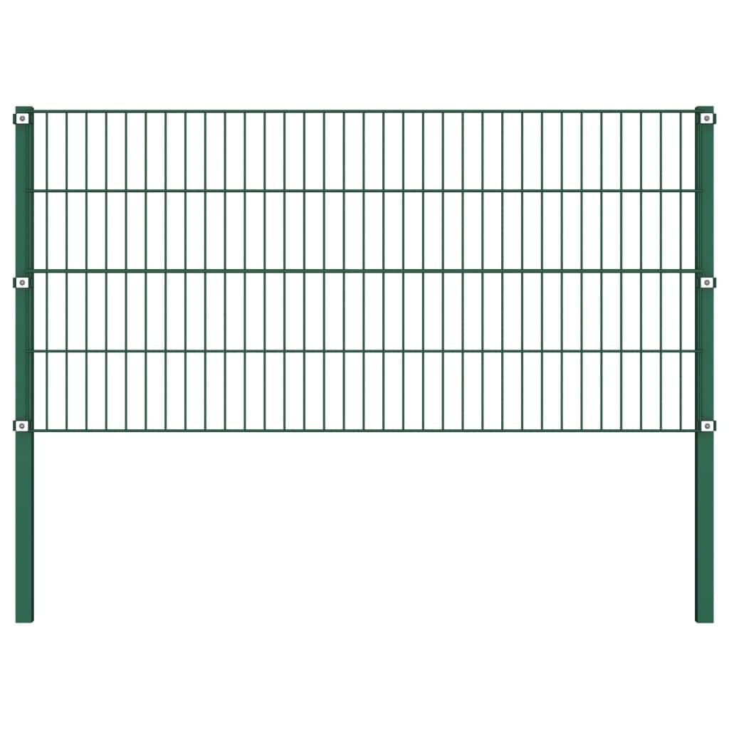 Fence Panel with Posts Iron 3.4 m Green