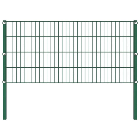 Fence Panel with Posts Iron 3.4 m Green