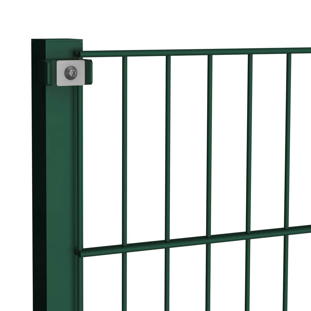 Fence Panel with Posts Iron 3.4 m Green