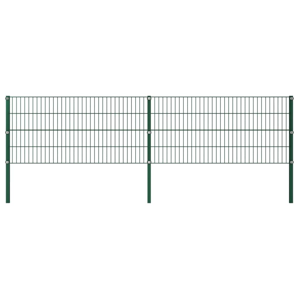 Fence Panel with Posts Iron 3.4 m Green