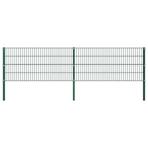 Fence Panel with Posts Iron 3.4 m Green
