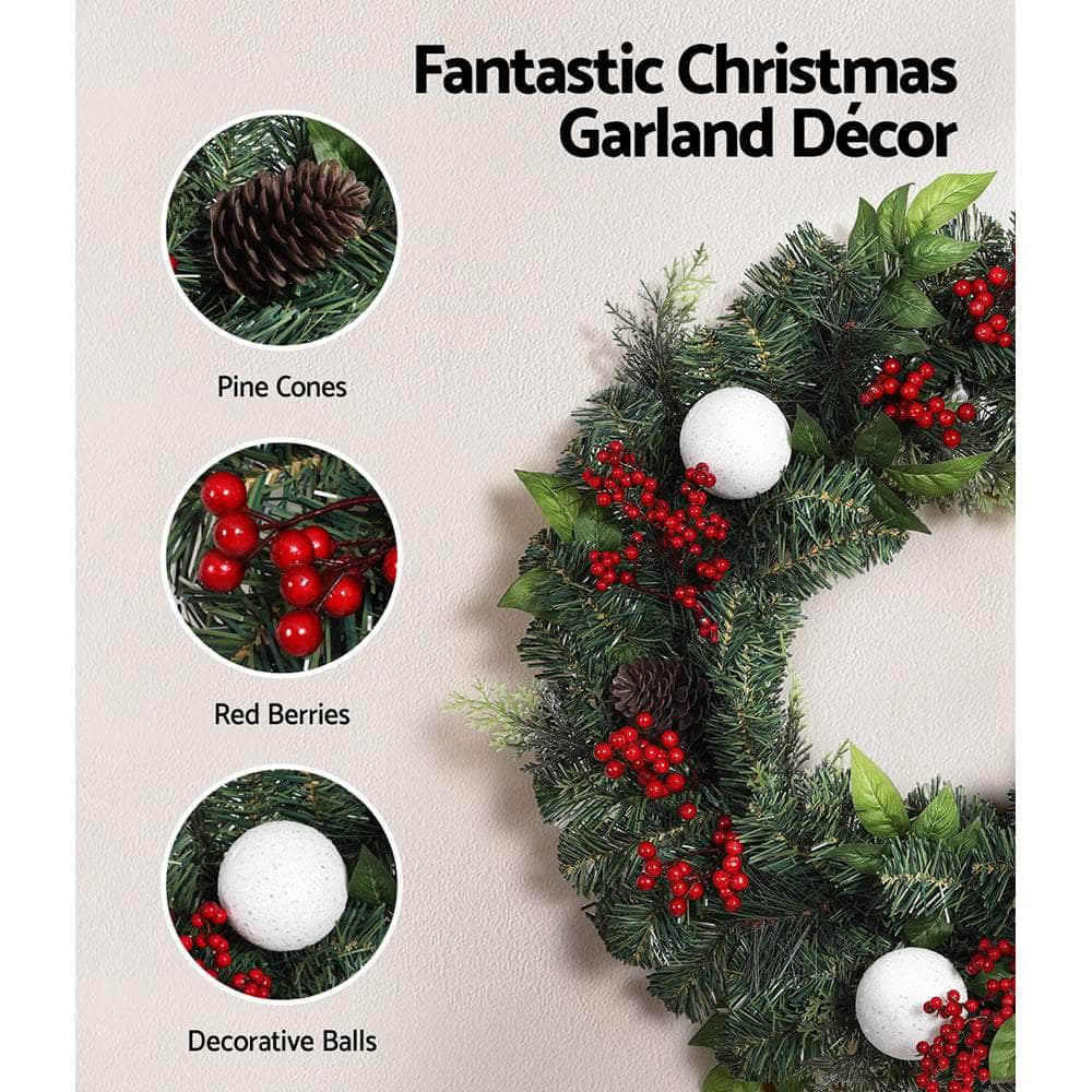 Festive 2FT Christmas Wreath with Xmas Decor