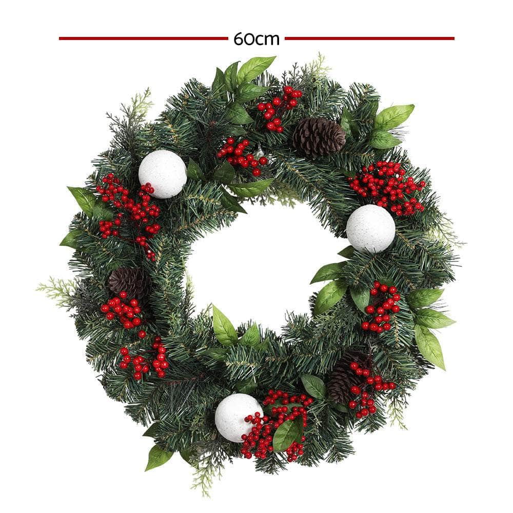 Festive 2FT Christmas Wreath with Xmas Decor