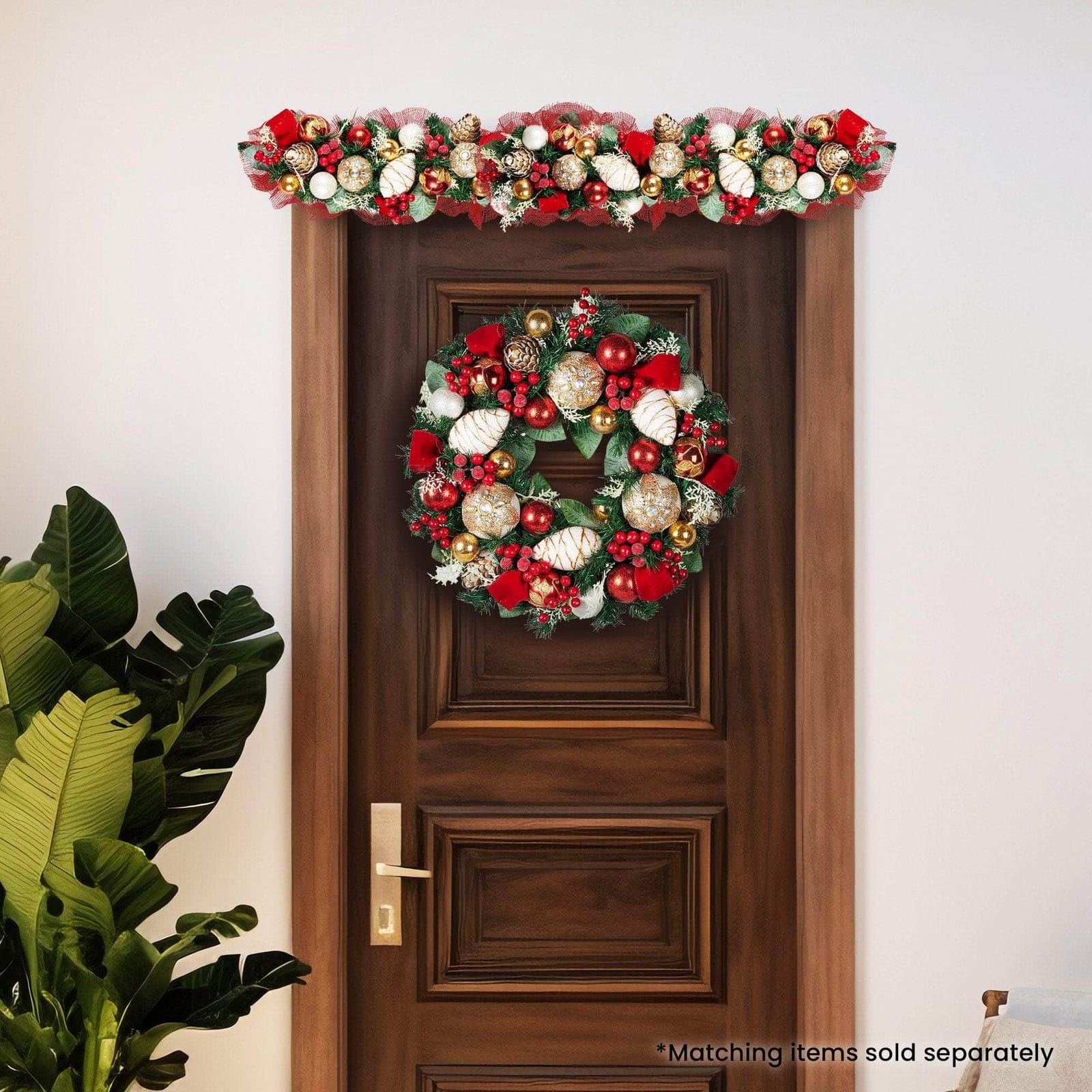 100cm Festive Floral Christmas Garland with 100Cm