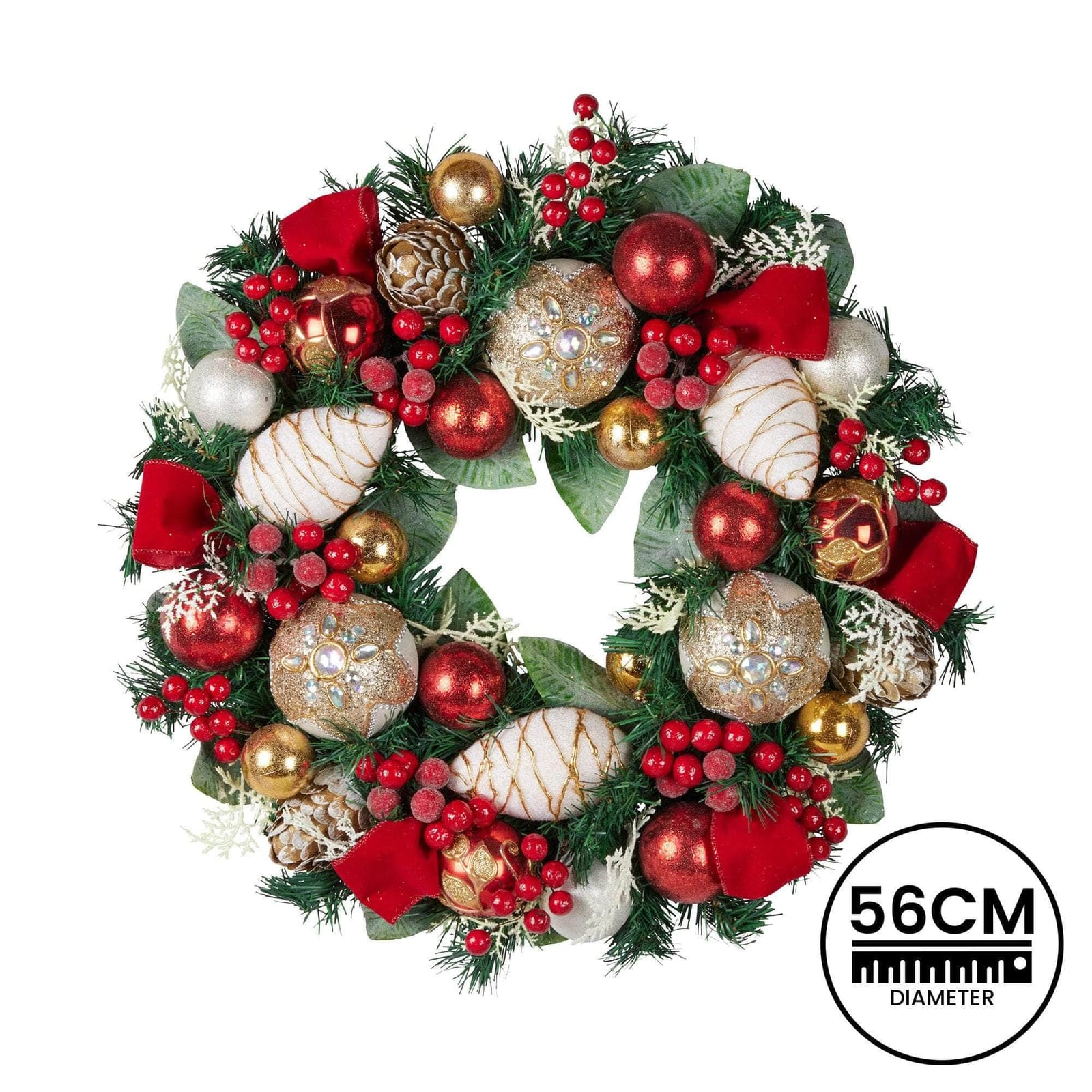 dsd - Festive Floral Christmas Wreath - 56cm - photo 11