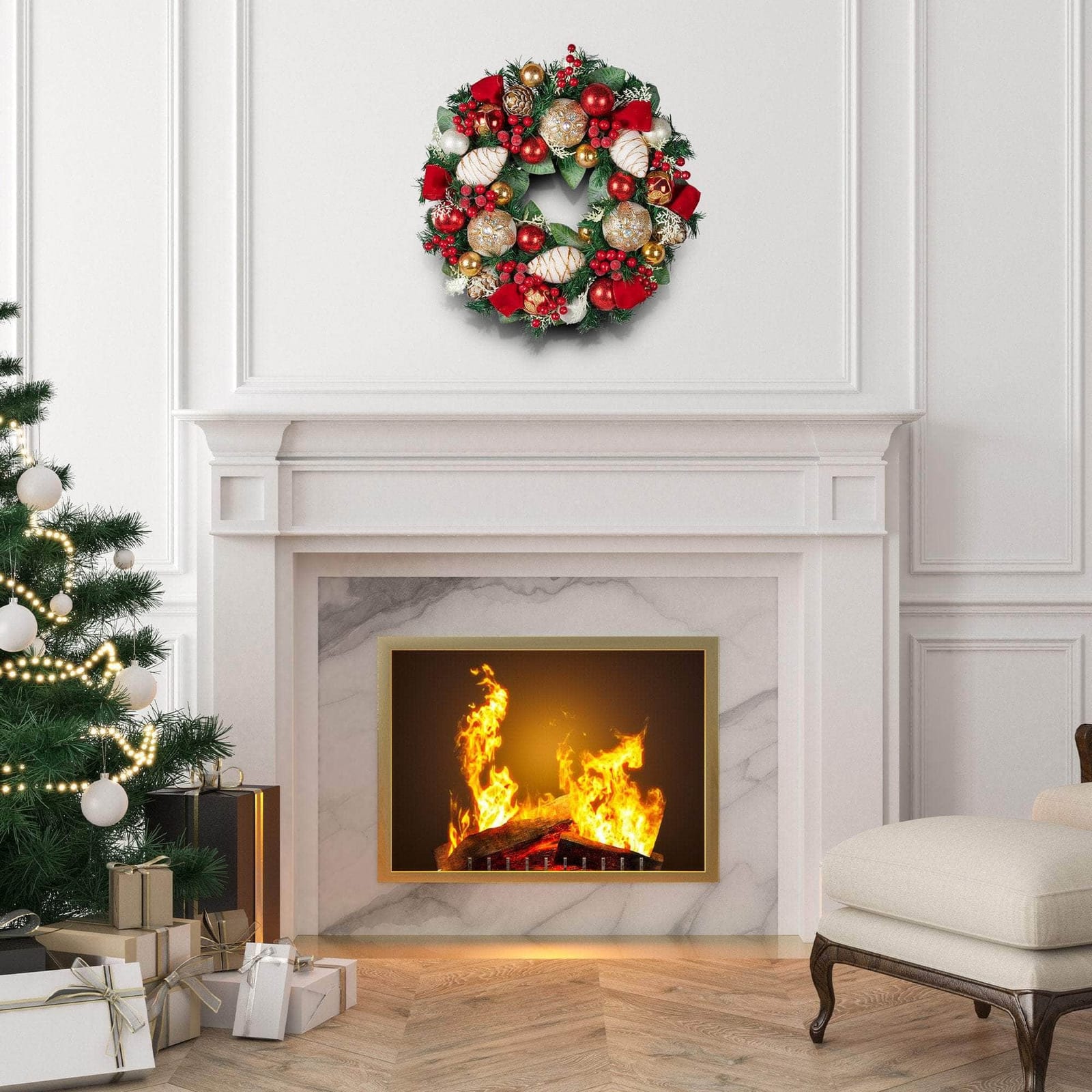 Festive Floral Christmas Wreath - 56cm | 56Cm - photo 14