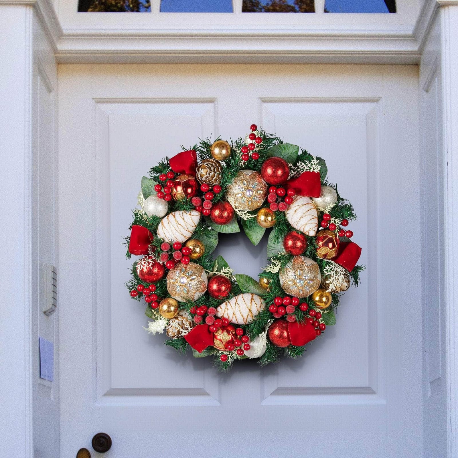 Festive Floral Christmas Wreath - 56cm, 56Cm - photo 16