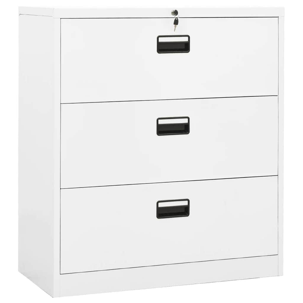 Filing Cabinet 3 Drawers White Steel