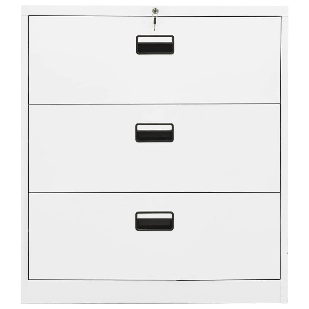 Filing Cabinet 3 Drawers White Steel