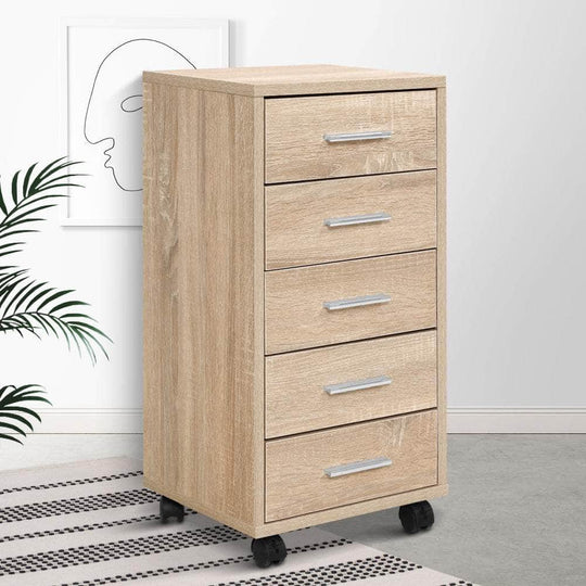 5 Drawer Filing Cabinet Storage Drawers Wood Study Office