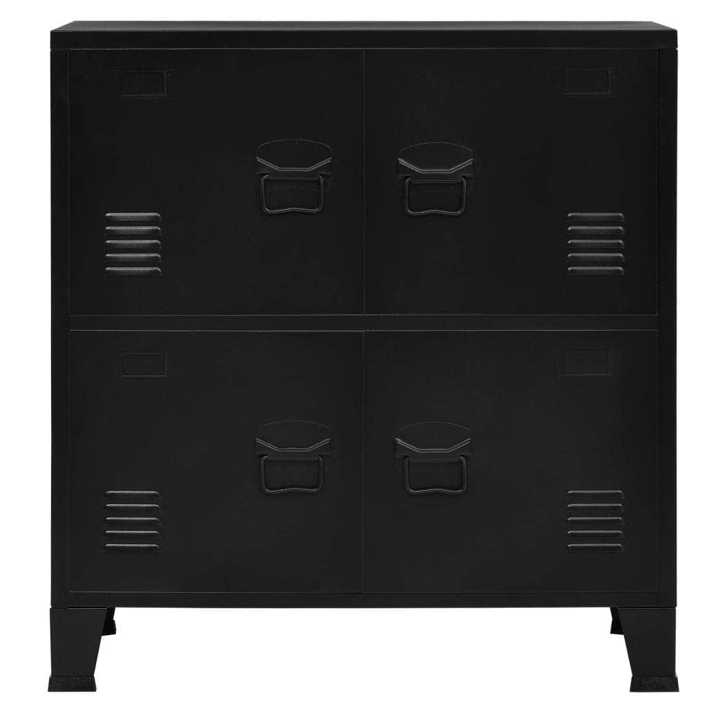 Filing Cabinet with 4 Doors Industrial Black Steel