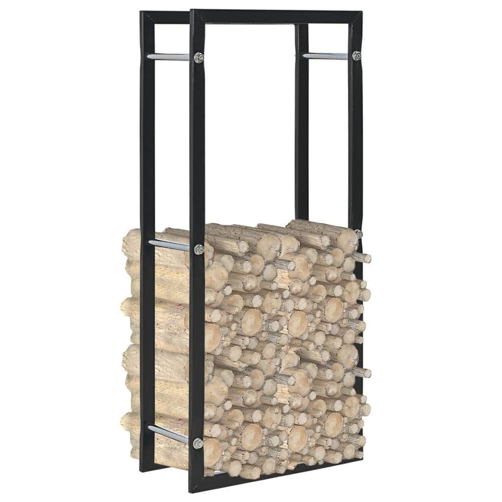 Firewood Rack Black Heavy Duty Steel