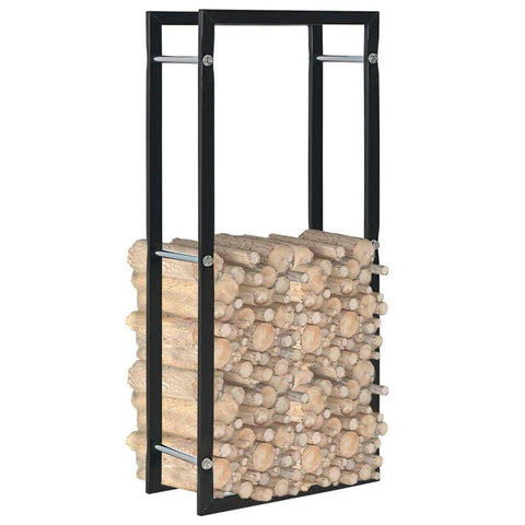 Firewood Rack Black Heavy Duty Steel