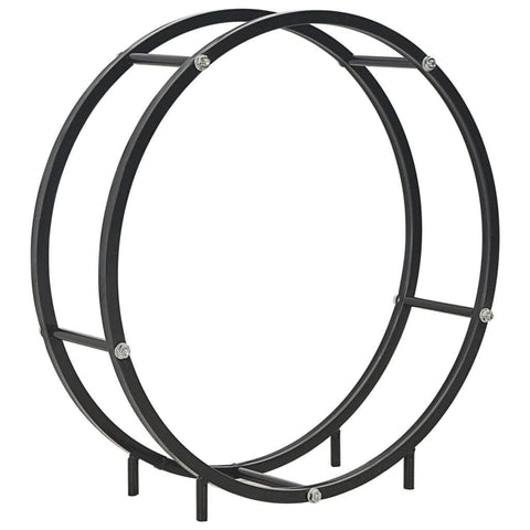 Firewood Rack Black Steel