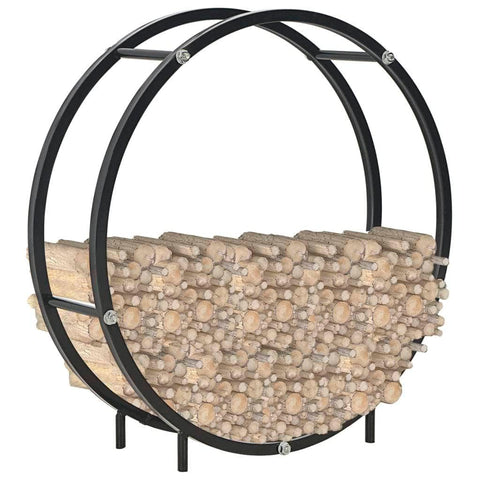 Firewood Rack Black Steel