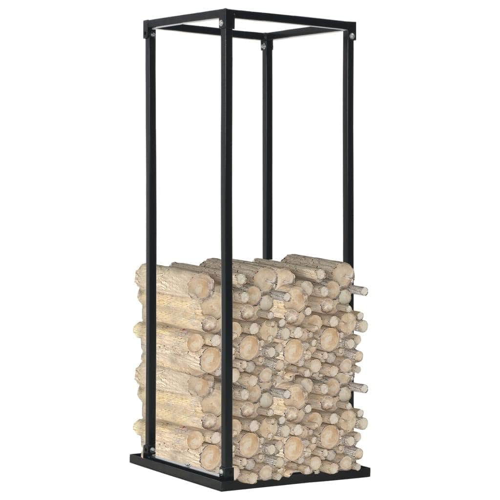 Firewood Rack with Base Black Steel