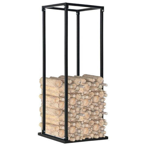 Firewood Rack with Base Black Steel