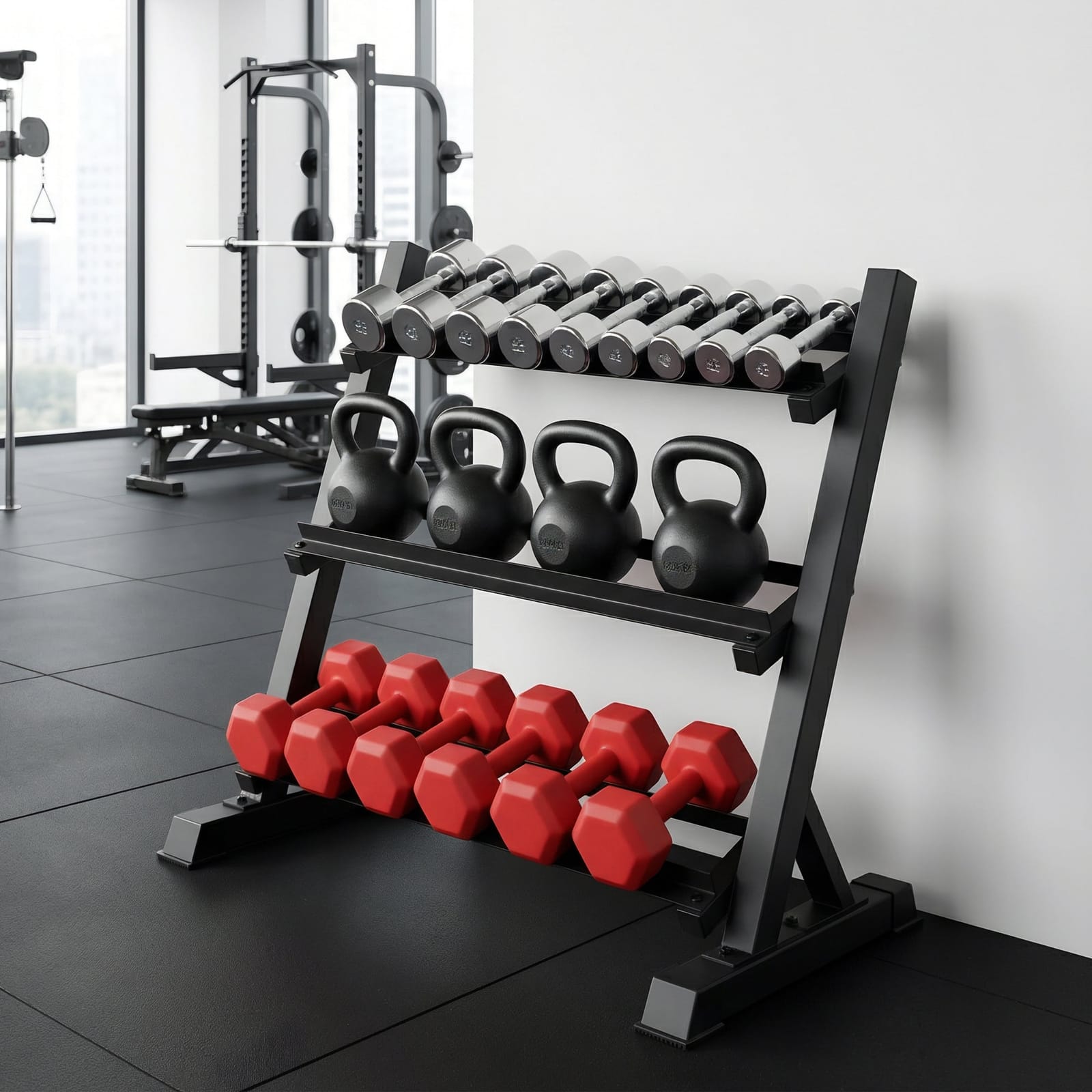 300Kg - Heavy Duty 3-Tier Dumbbell Rack 300kg Storage for Home Gym Organization