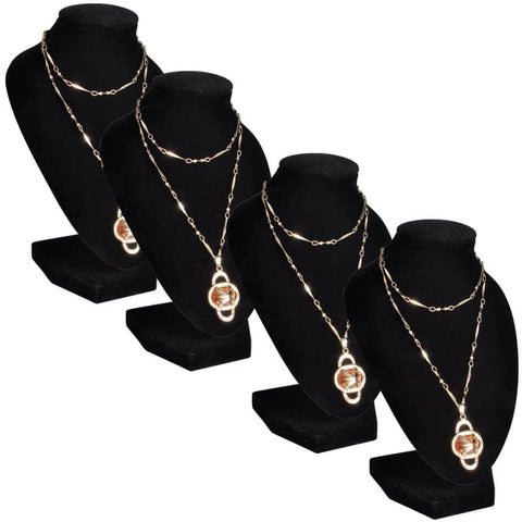 Flannel Jewelry Holder Necklace Bust Black 4 pcs