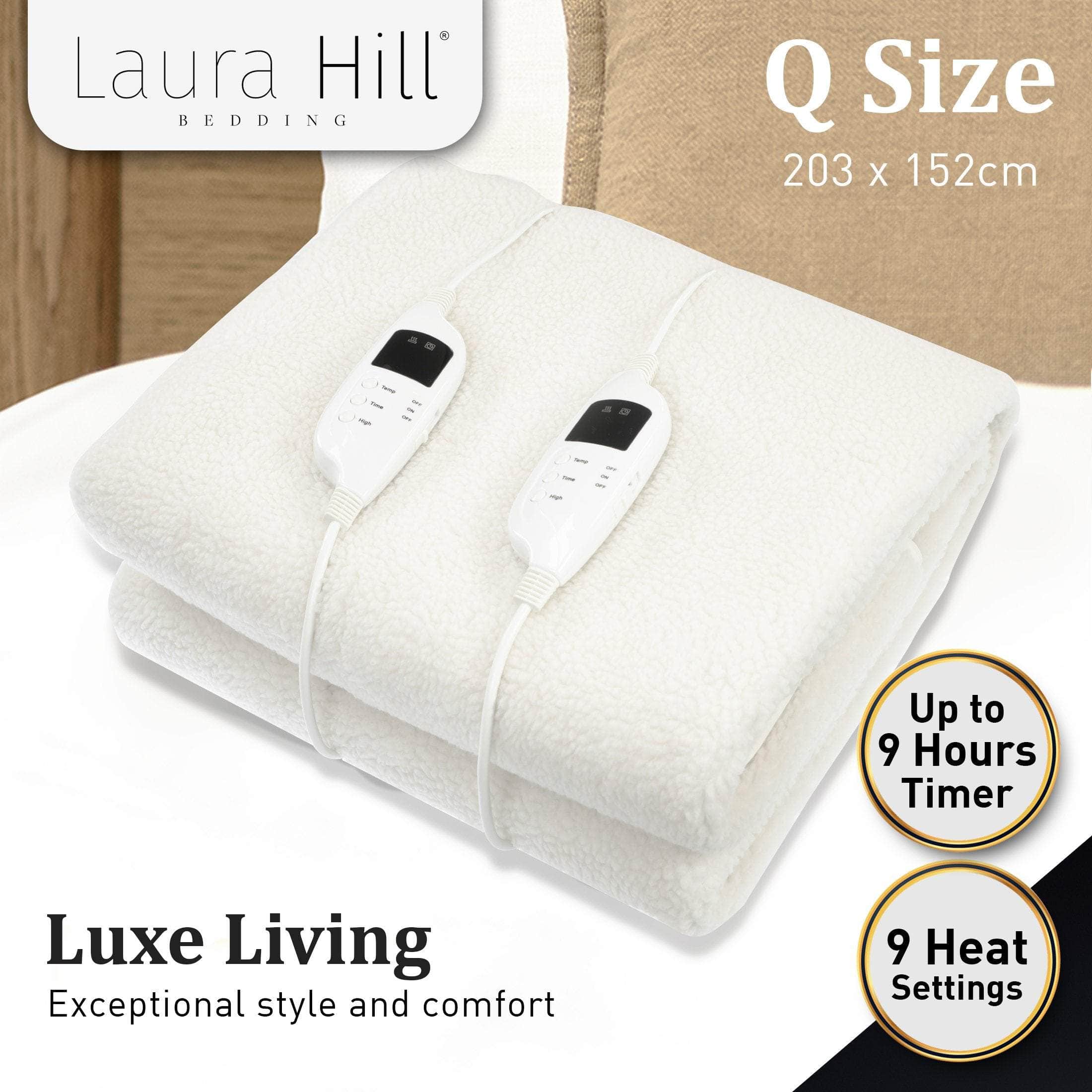 Fleece 9 Level Heated  Electric Blanket - Queen