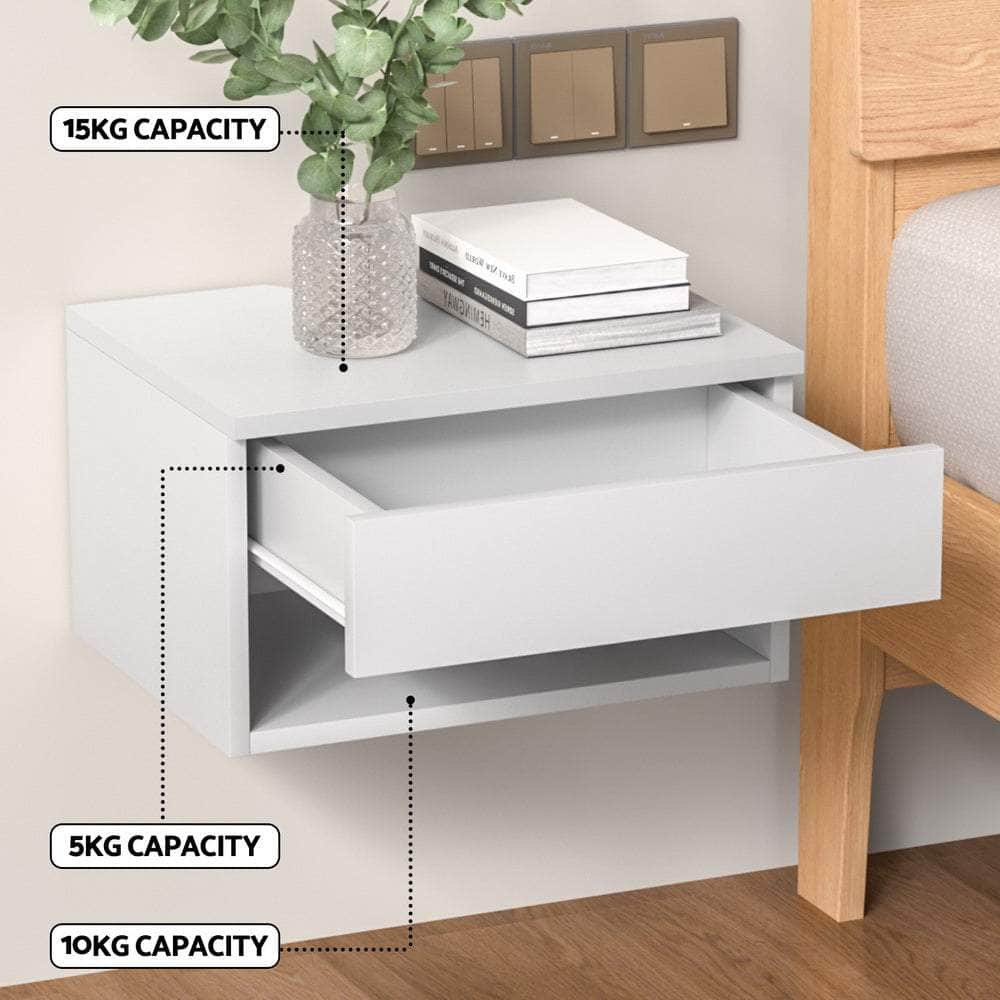 Floating Bedside Table Nightstand Drawer White, Bedside Tables
