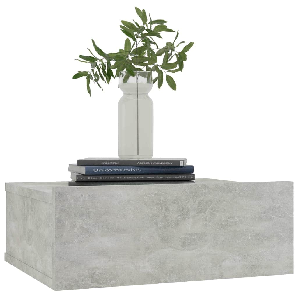 Floating Nightstand Concrete Grey Chipboard