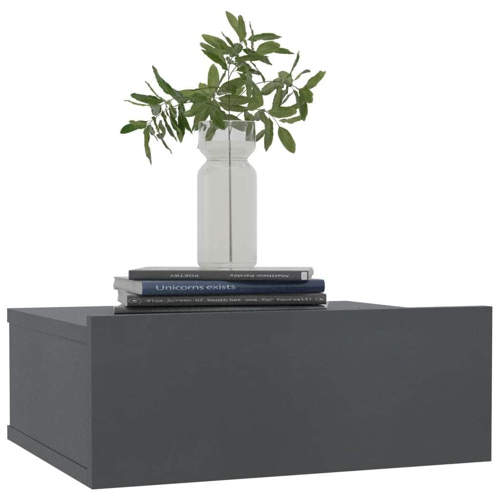 Floating Nightstand Grey Chipboard