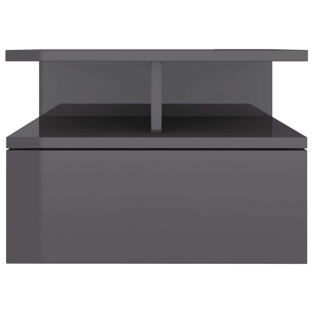 Floating Nightstands 2 pcs High Gloss Grey -Chipboard