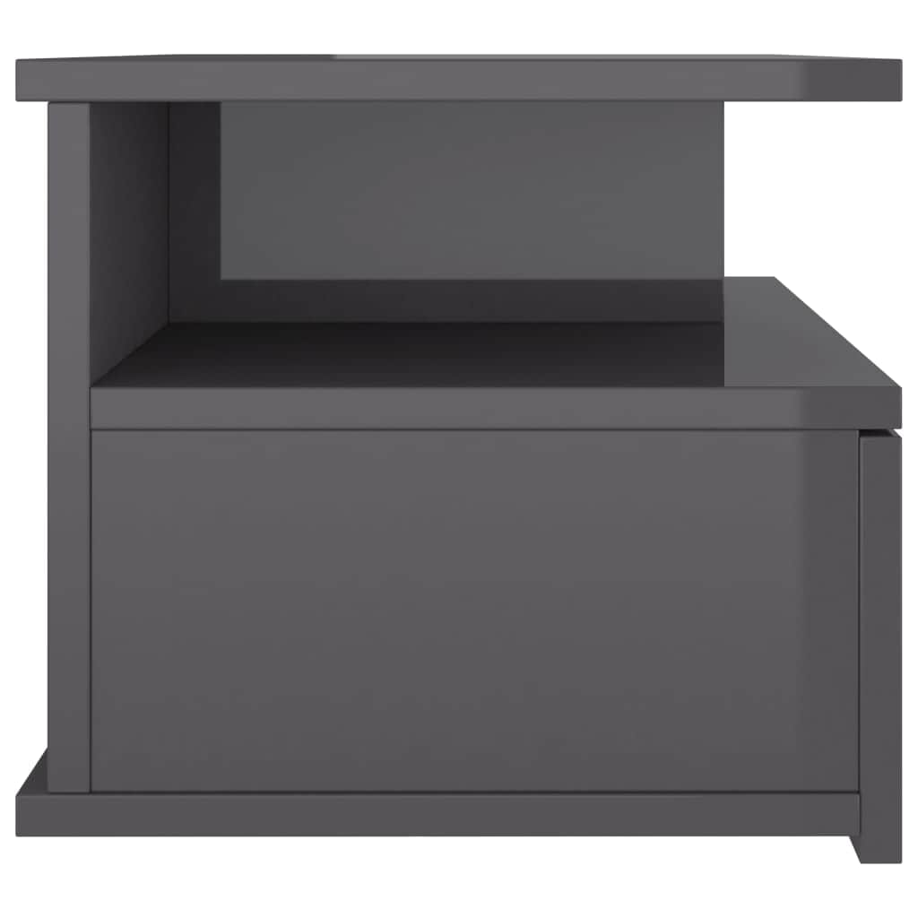 Floating Nightstands 2 pcs High Gloss Grey -Chipboard