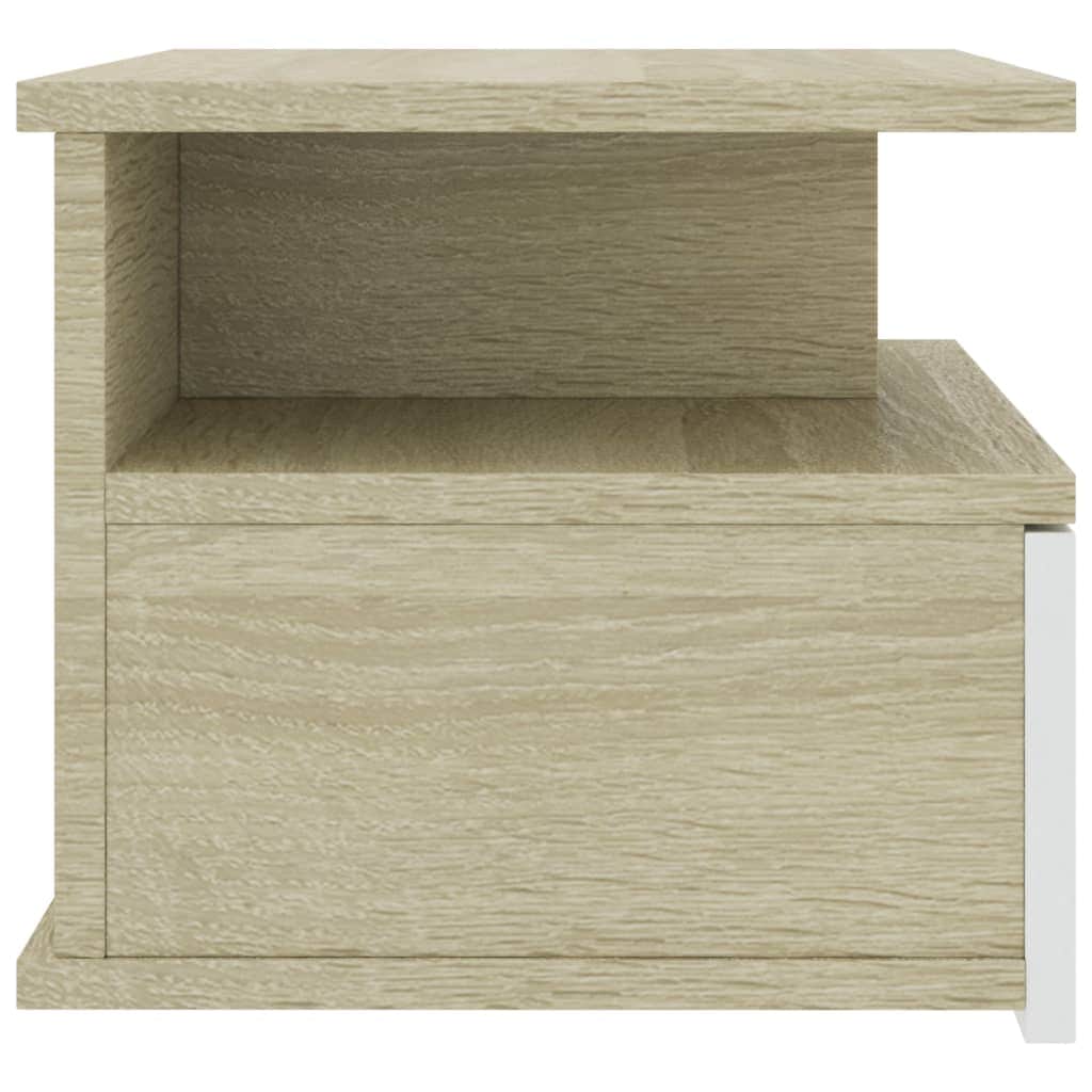Floating Nightstands 2 pcs White and Sonoma Oak Chipboard