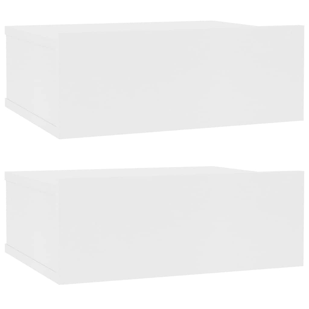 Floating Nightstands 2 pcs White Engineered Wood