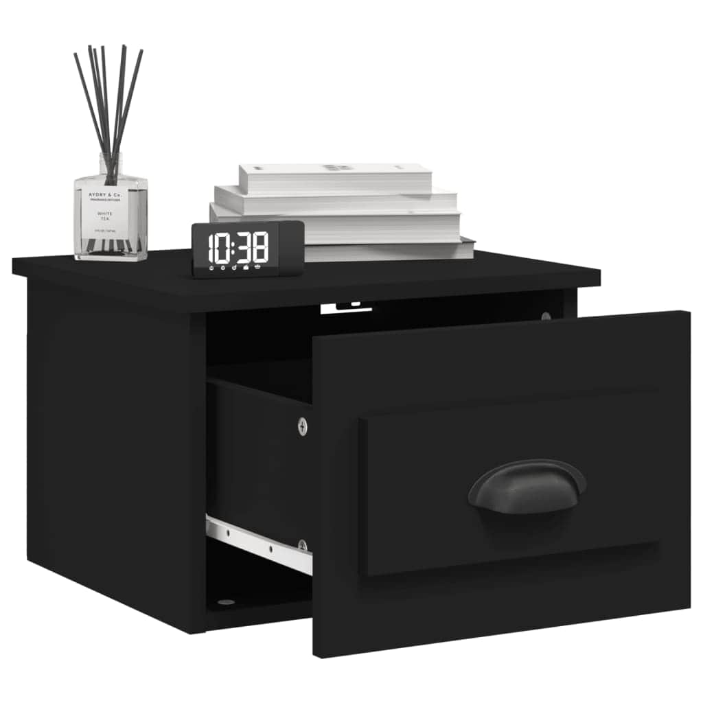 Floating Tranquility: Wall-mounted White Bedside Cabinet