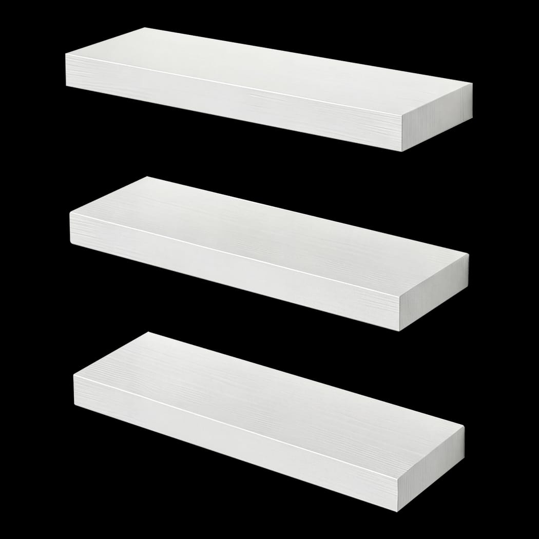 Floating Wall Shelves Set 3 Pack White MDF | Simpledeals