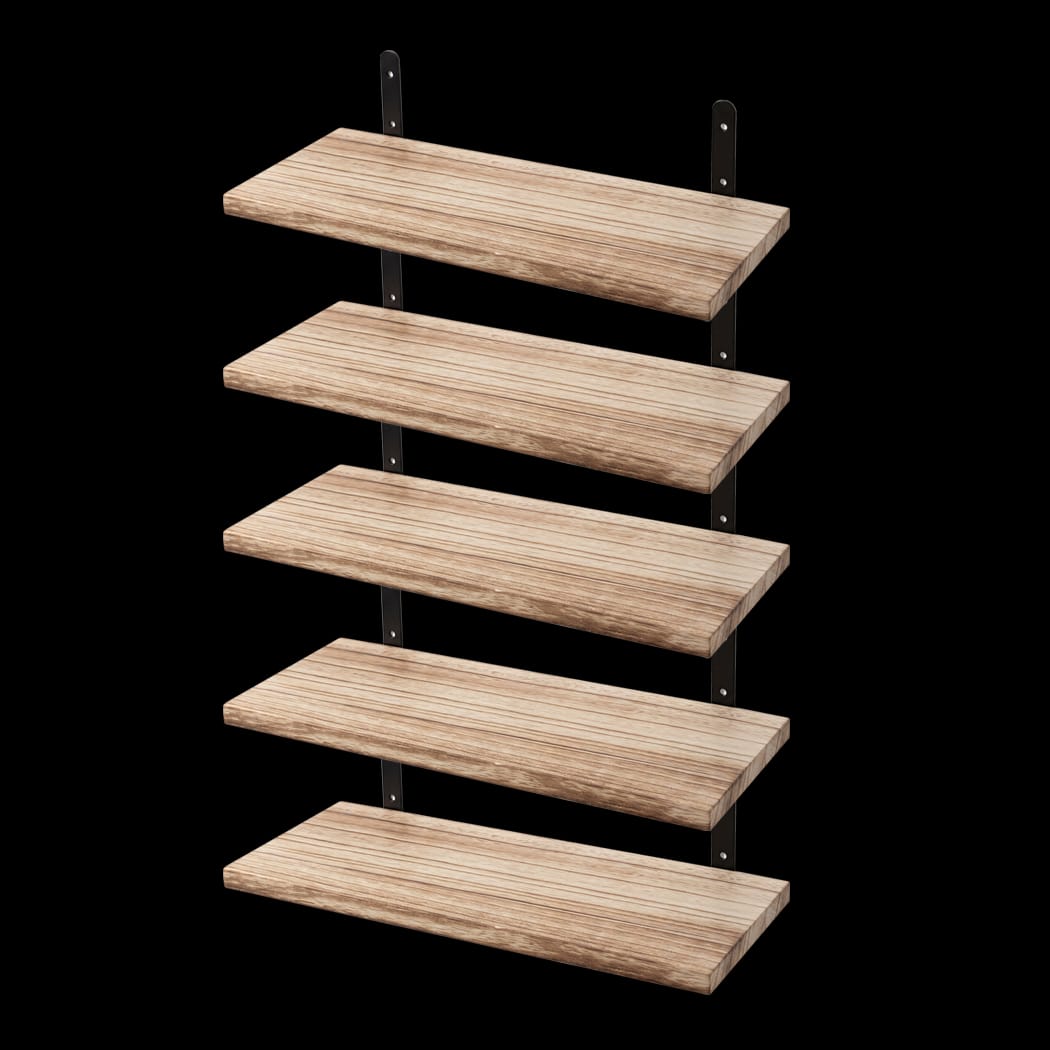 Floating Wall Shelves 5 Pack Rustic Wood Display | Simpledeals