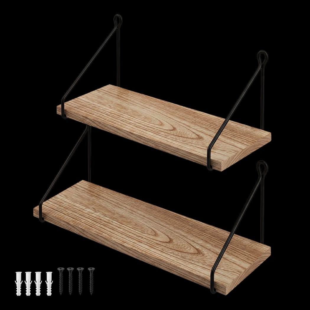 Floating Wall Shelves Rustic Set 2 Paulownia | Simpledeals