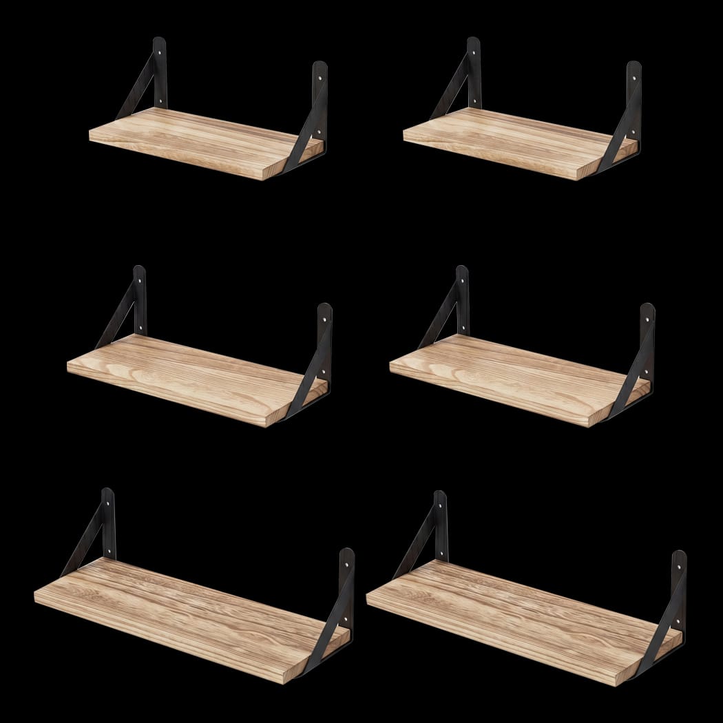 Floating Wall Shelves Set of 6 Paulownia Wood | Simpledeals