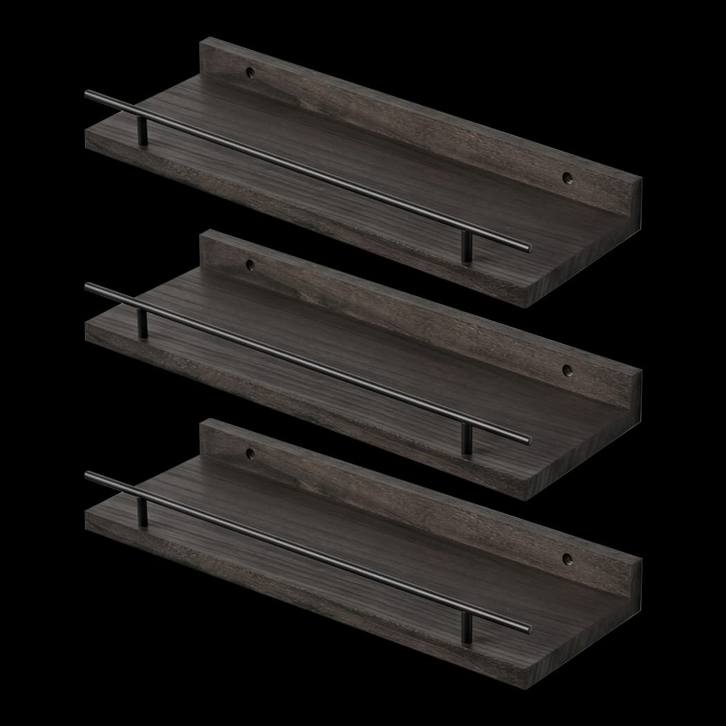 Floating Wall Shelves Set 3 Paulownia Wood | Simpledeals